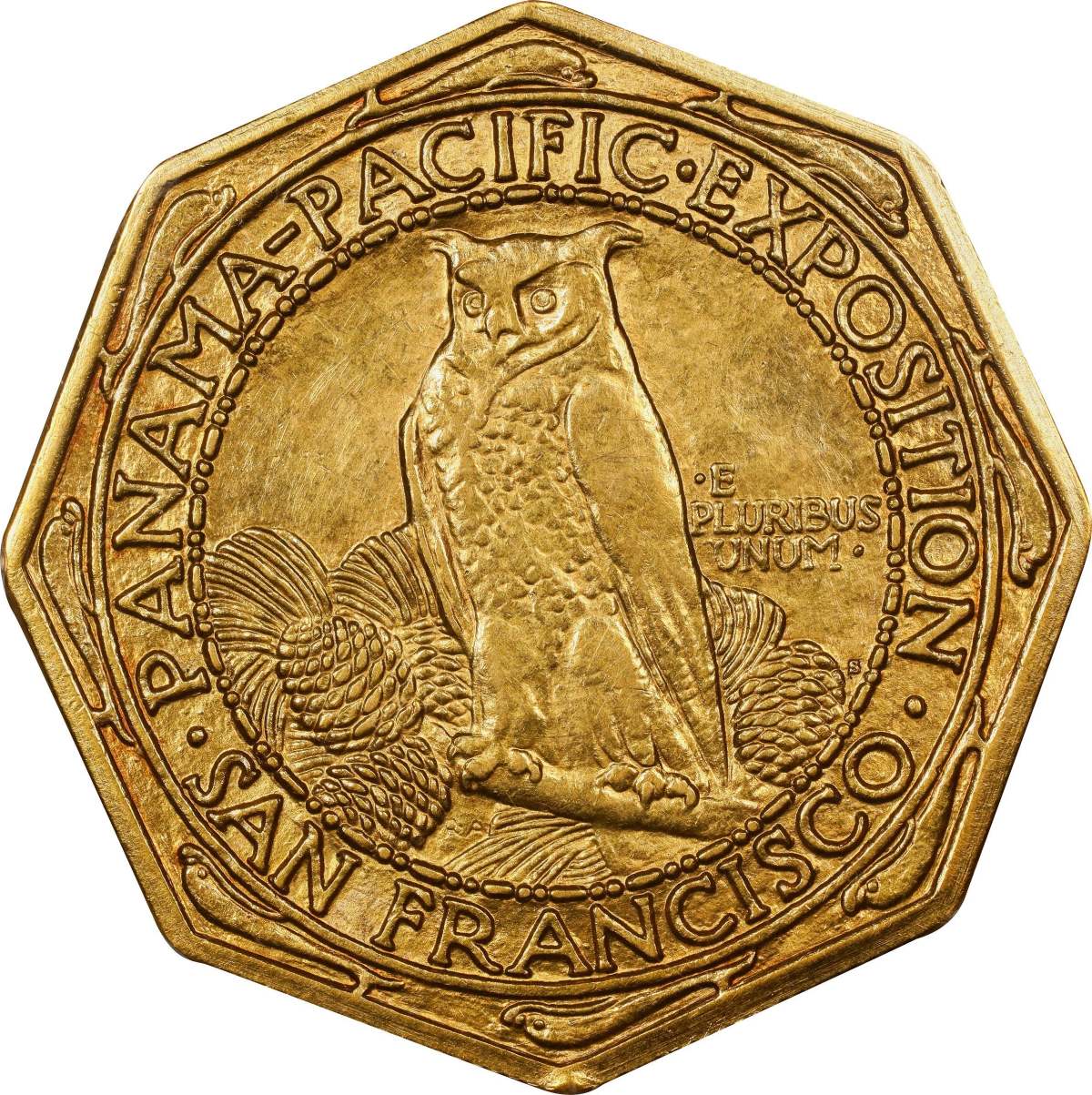 1915-S-$50-Panama-Pacific-Expo-Gold-Commemorative,-Octagonal